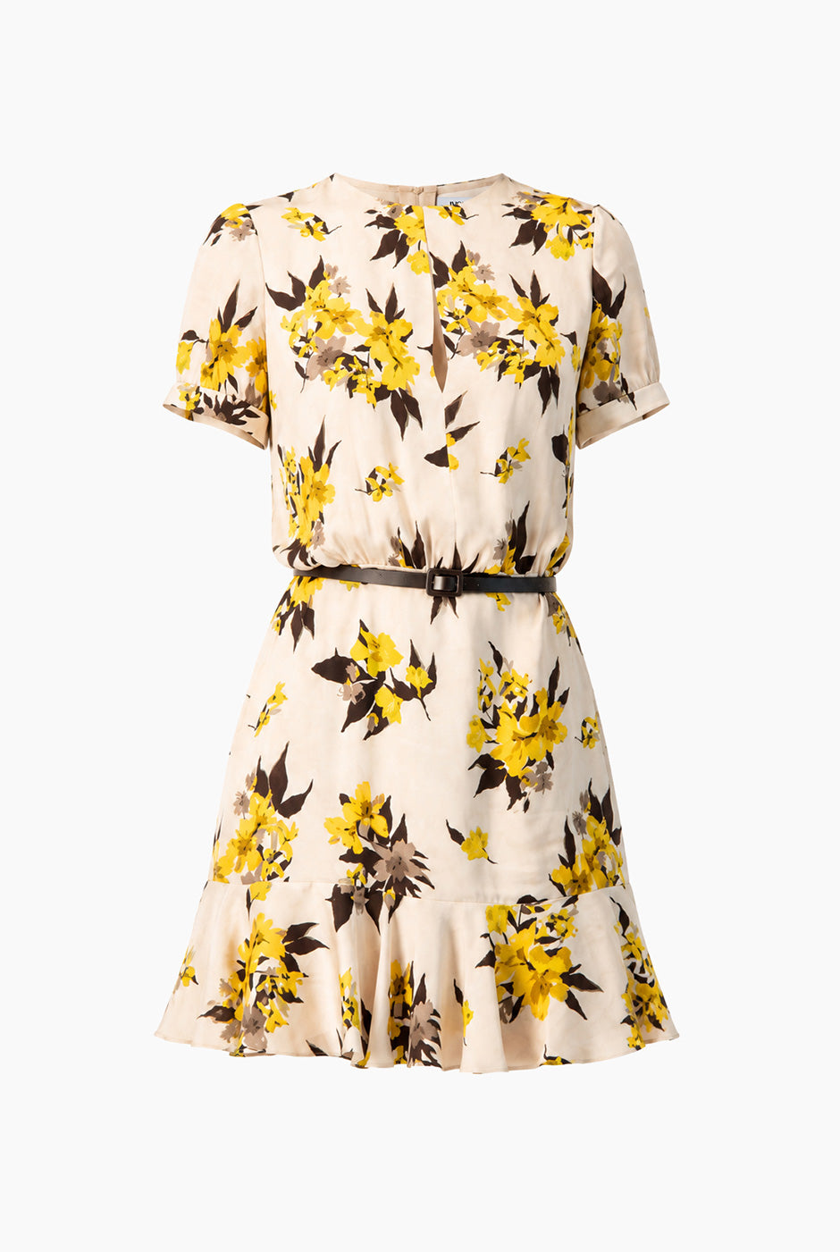 Vestido corto Ivonne con estampado floral y cinturón delgado