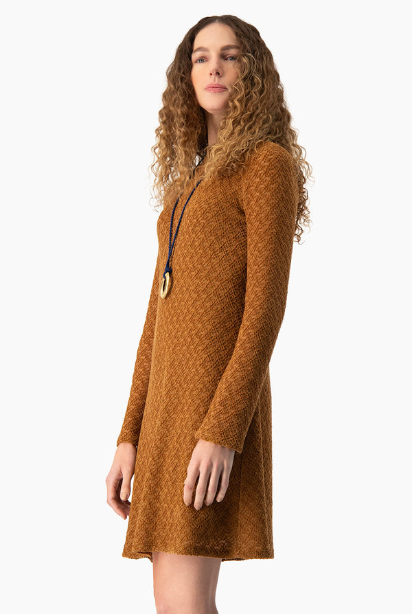 Vestido Ivonne tejido corto cafe
