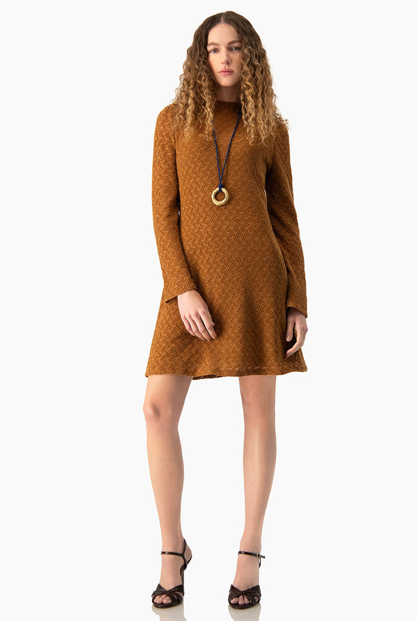 Vestido Ivonne tejido corto cafe