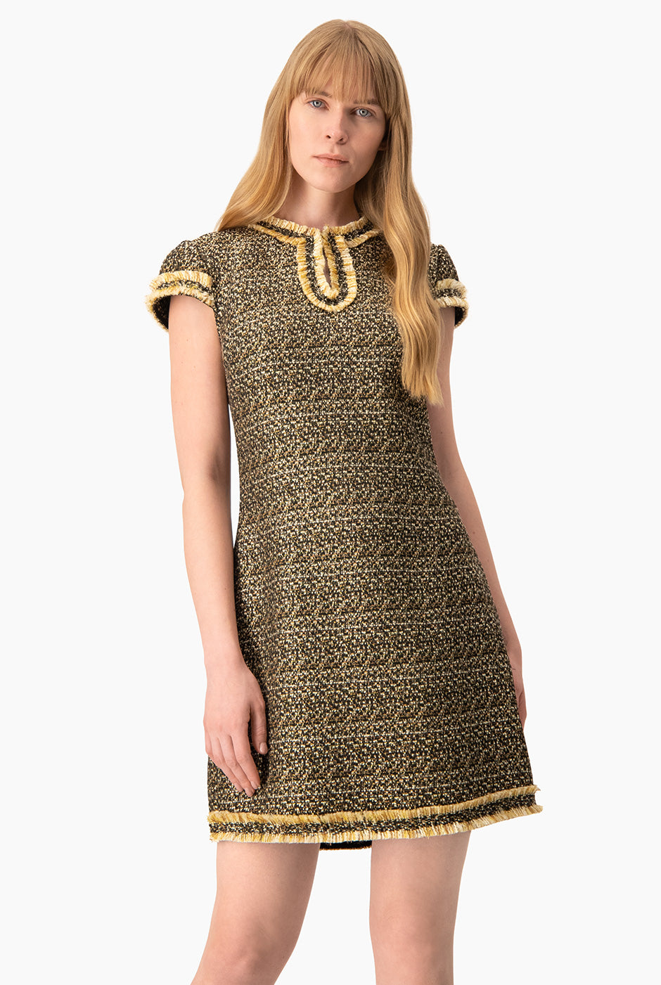 Vestido Ivonne corto tejido multicolor con escote de gota