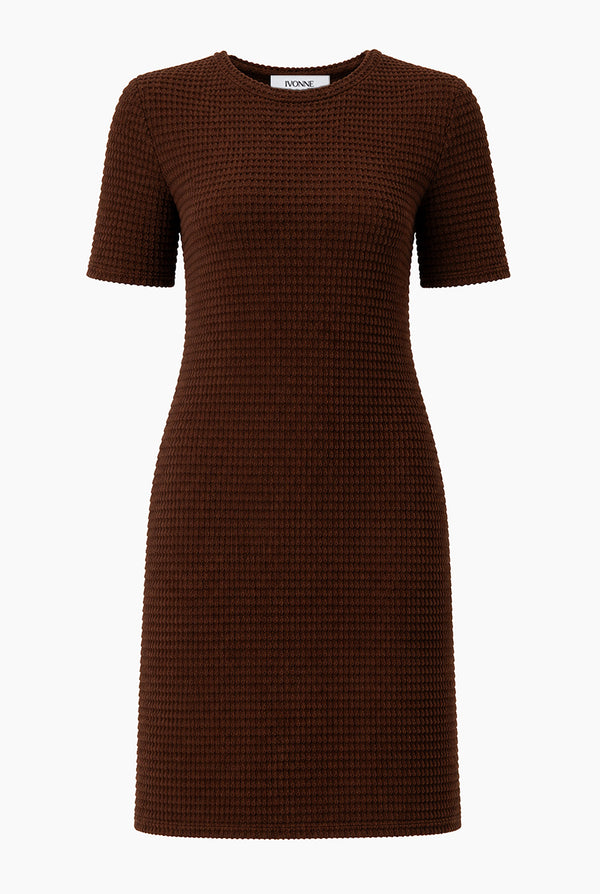 Vestido tejido Ivonne corto cafe