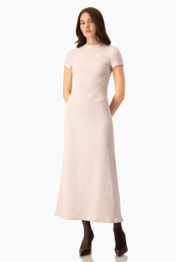 Vestido Ivonne rosa manga corta