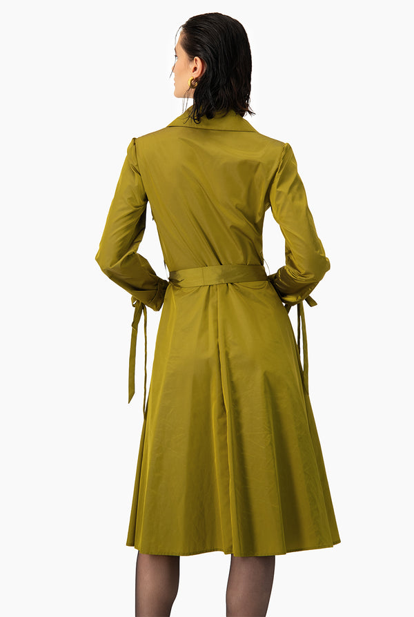 Vestido Ivonne midi verde con cinta