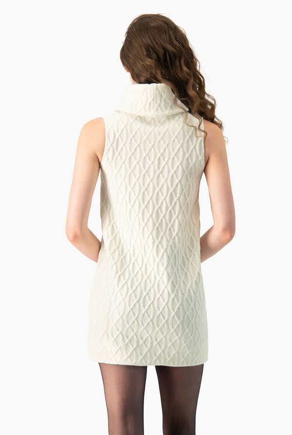 Vestido Ivonne corto tejido marfil