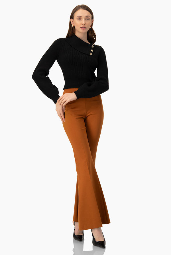 Suéter Cuello Volteado Con Botones