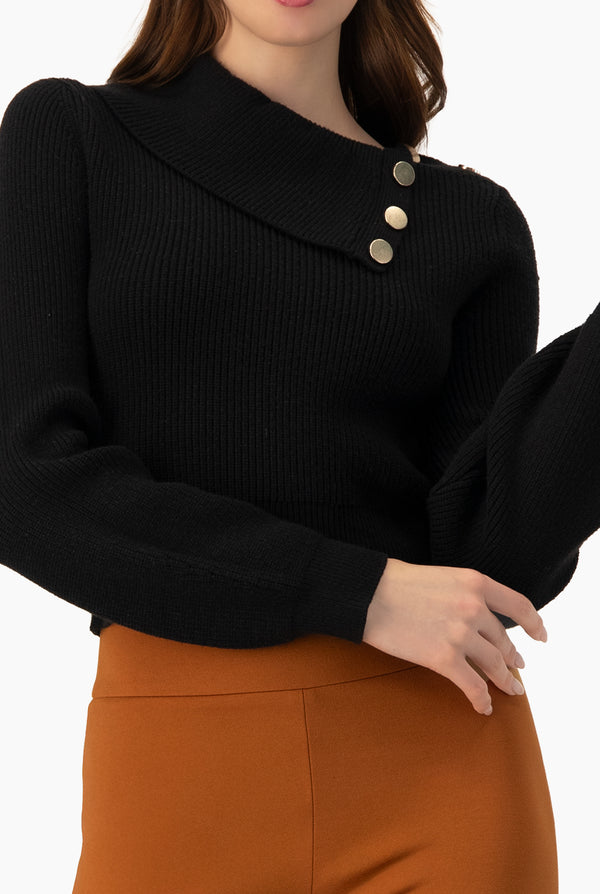 Suéter Cuello Volteado Con Botones