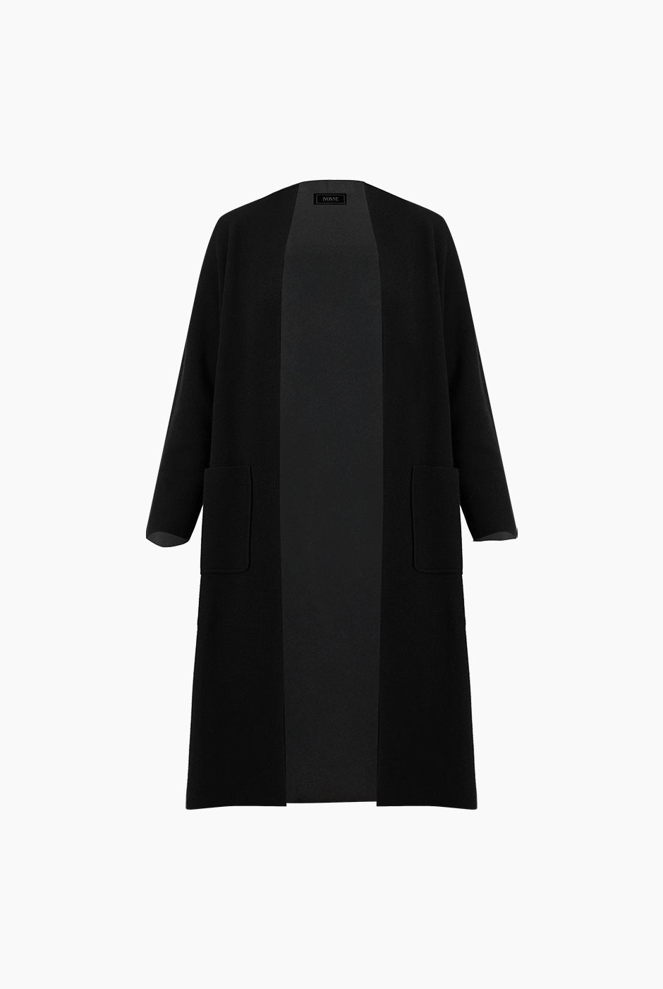 Cárdigan Maxi Black con bolsillos y cuello alto