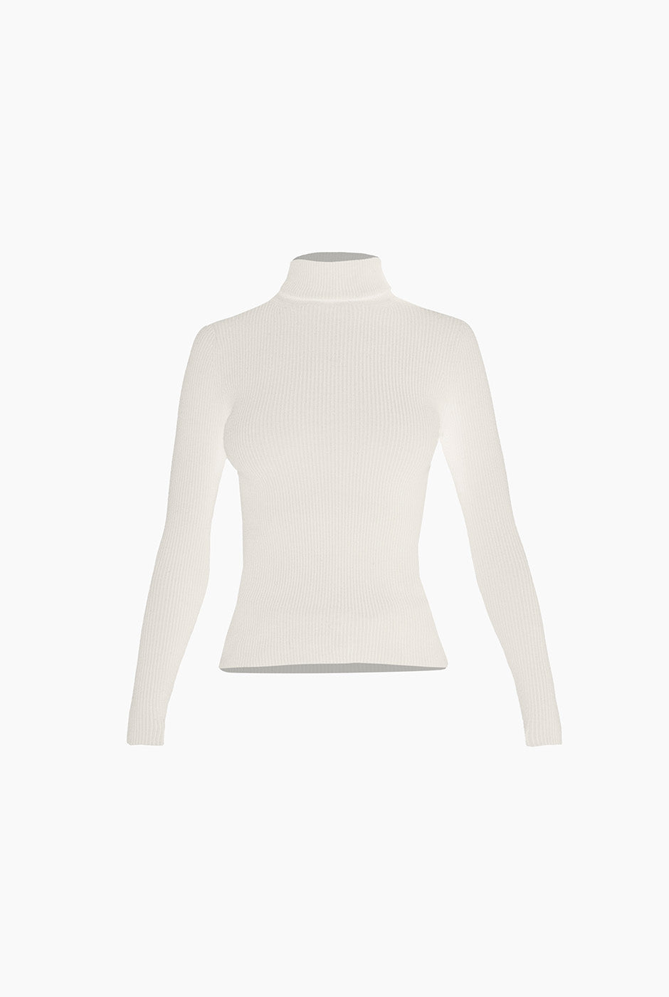 Suéter ribbed acanalado de color hueso con cuello tortuga