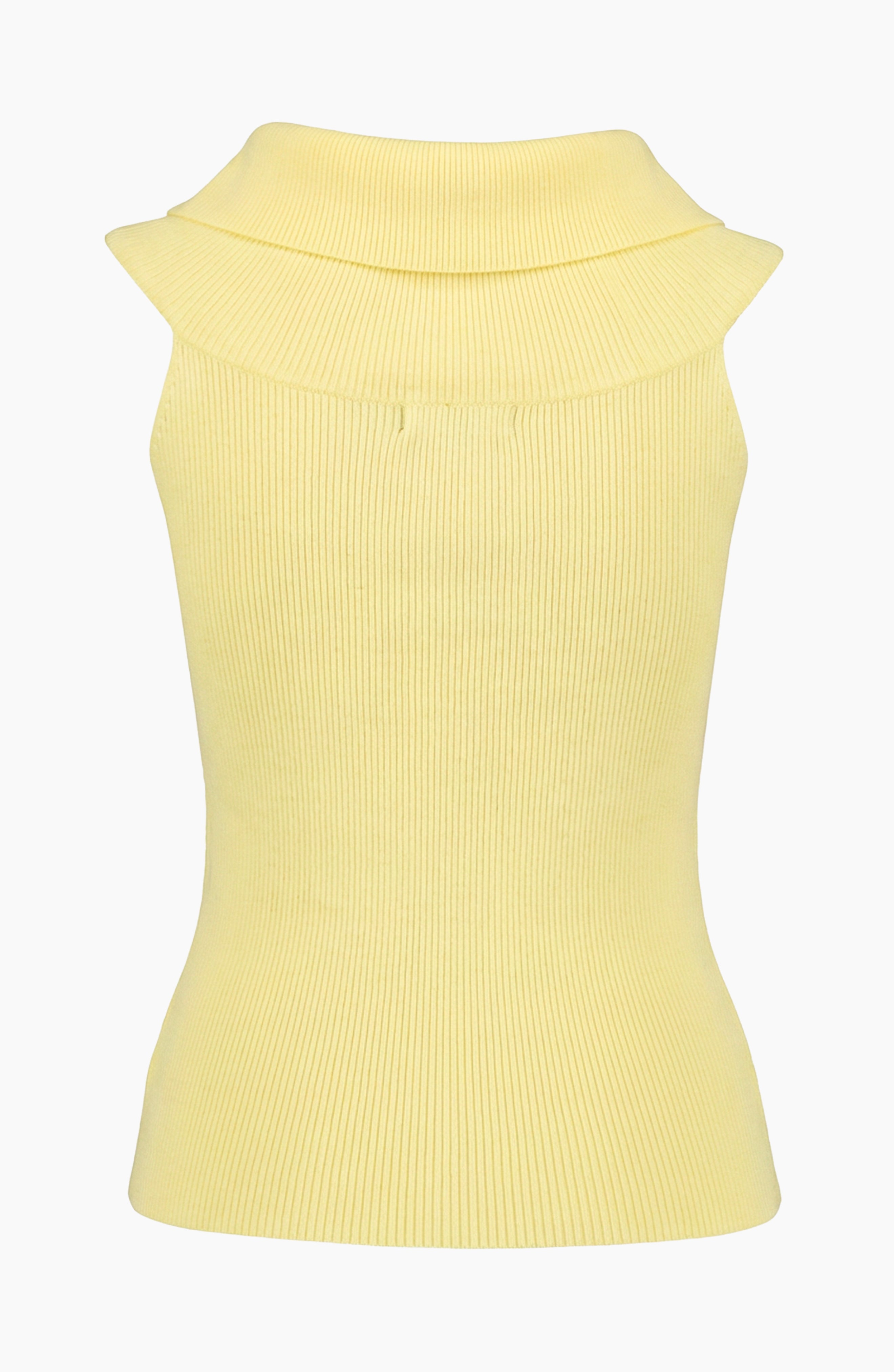 Top rib off-shoulders amarillo claro con costados fruncidos