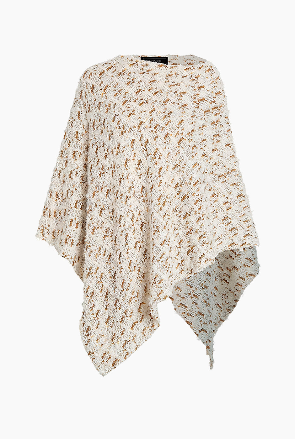 Poncho tejido multicolor con diseño geométrico de Ivonne