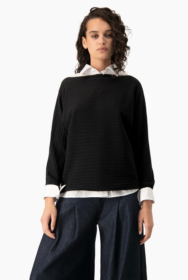 Pullover Black Ribbed