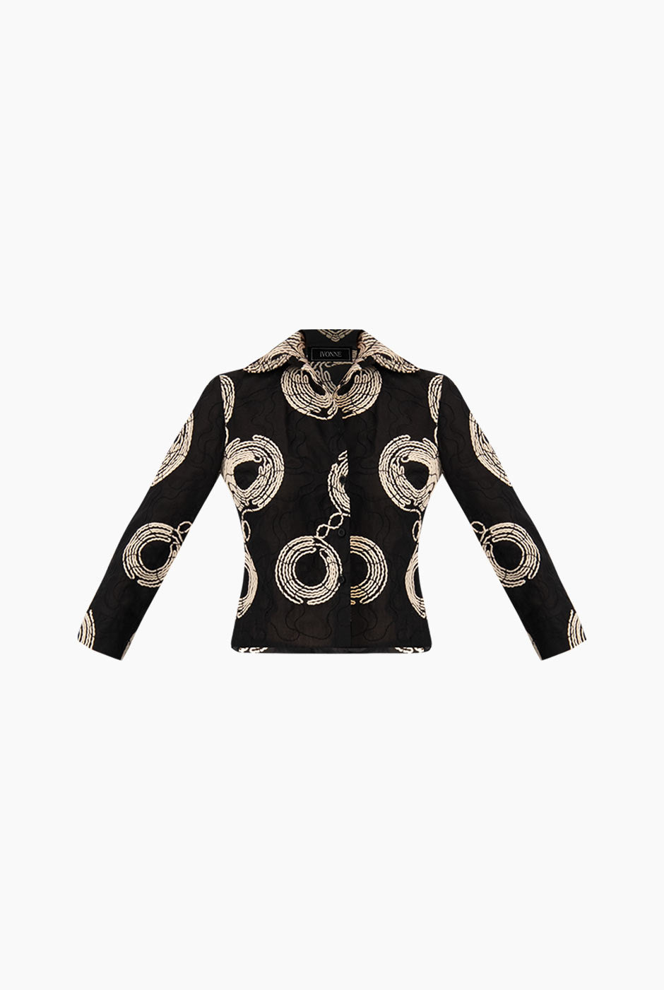 Camisa corta negra con bordado y manga larga