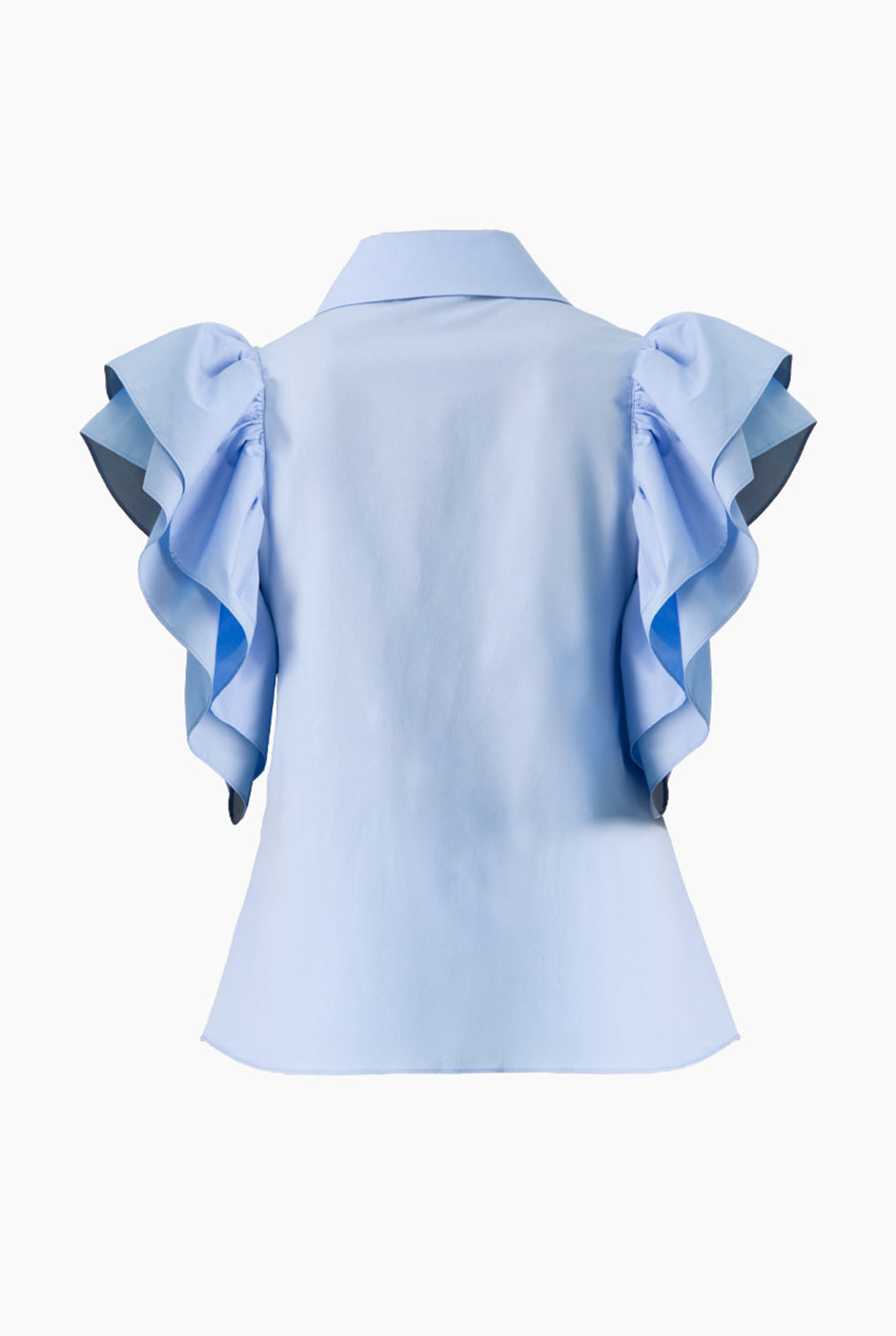 Camisa azul claro con volantes en mangas