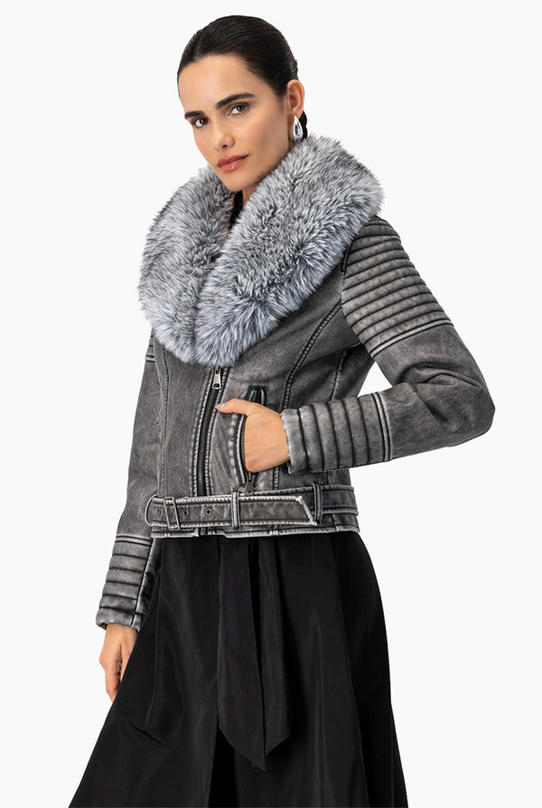Chaqueta PU Grey
