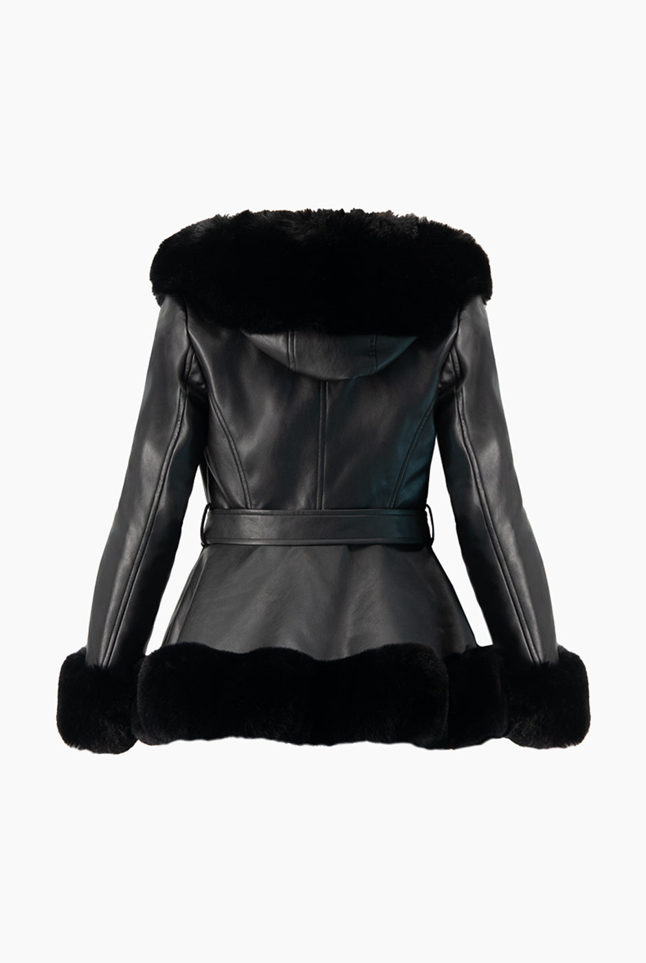 Chamarra biker negra de ecopiel con pelo sintético