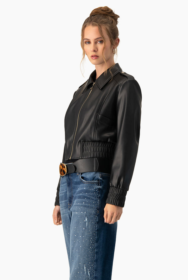 Chamarra PU Bomber