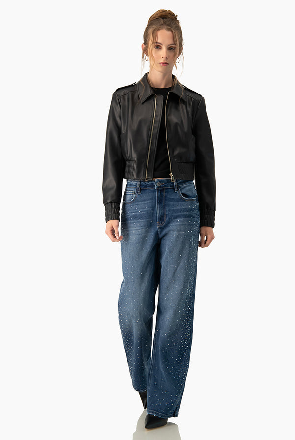 Chamarra PU Bomber