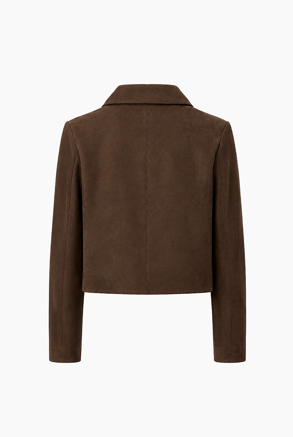 Chaqueta Basic Suede café con botones y bolsillos
