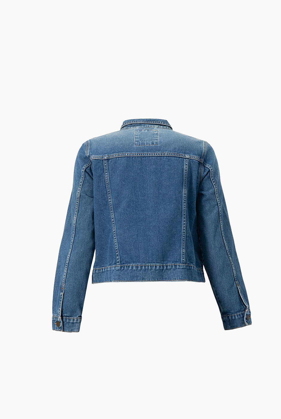 Chamarra torera denim azul con bolsillos frontales