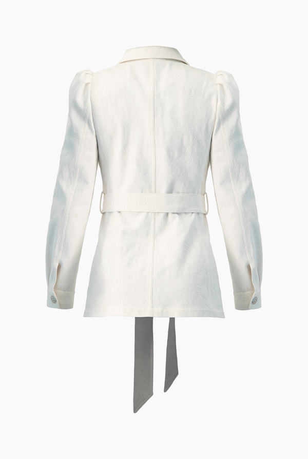 Chamarra larga con cinta