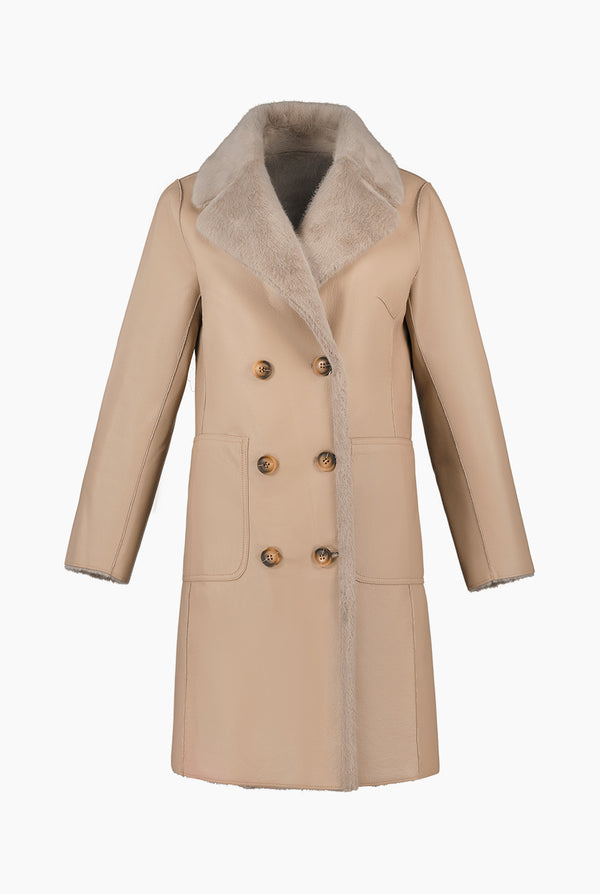 Abrigo Maxi Reversible PU/Faux-Fur