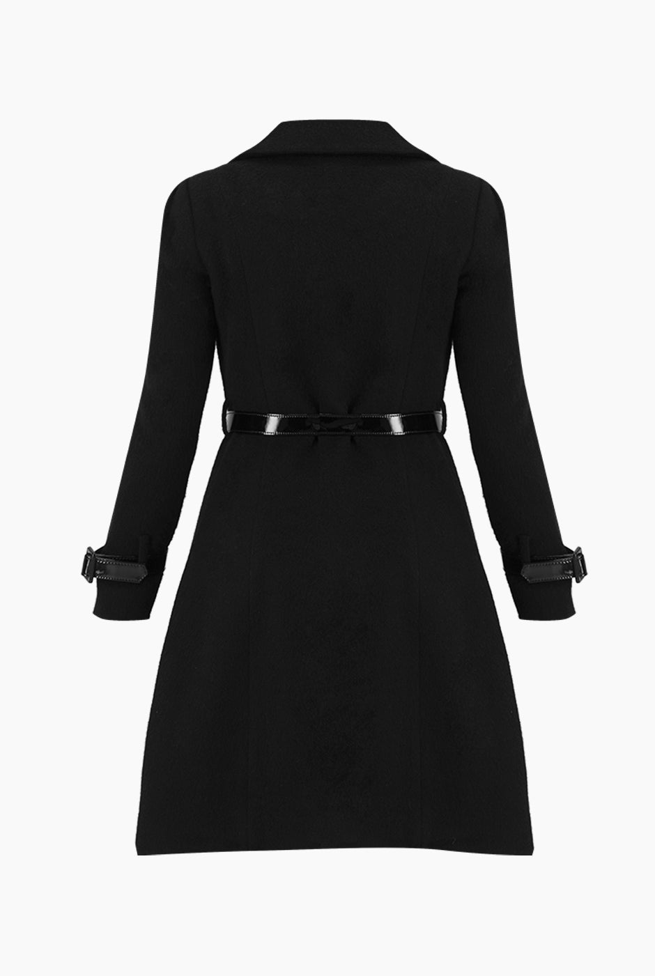 Abrigo negro Ivonne con doble botonadura y cinturón