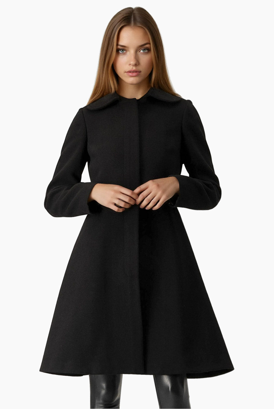 Abrigo Largo Negro con Cinturón Elegancia y Estilo