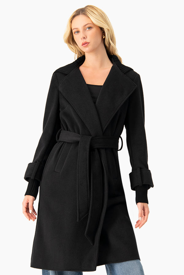 Abrigo largo cruzado con cardigan