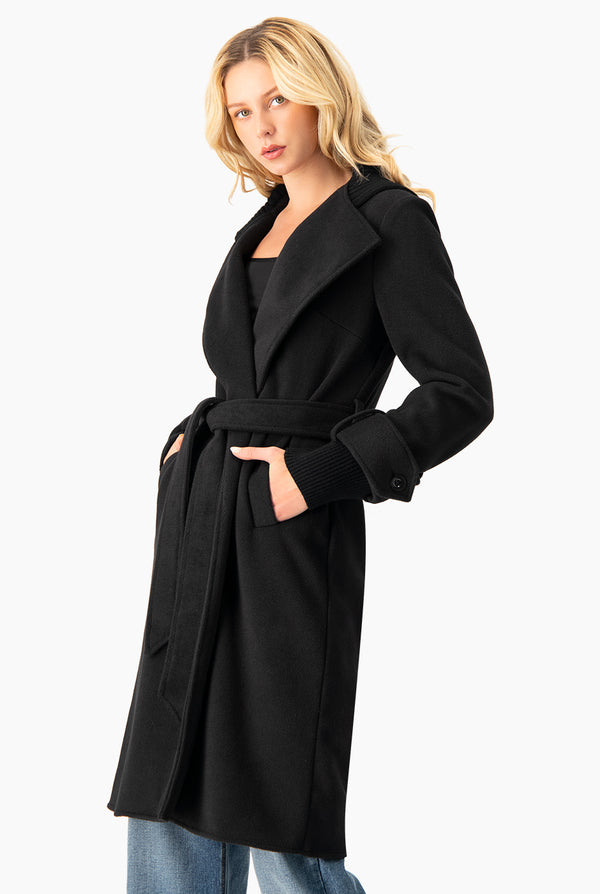 Abrigo largo cruzado con cardigan