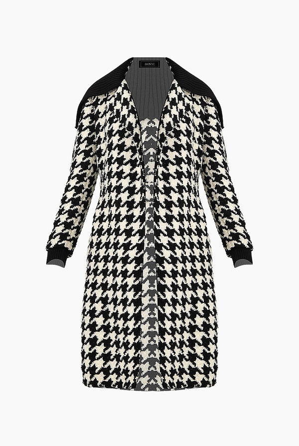 Abrigo cruzado y cardigan en cuello