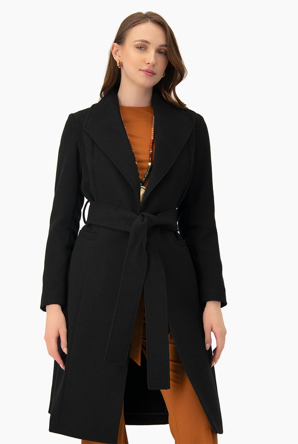 Abrigo largo con cinta