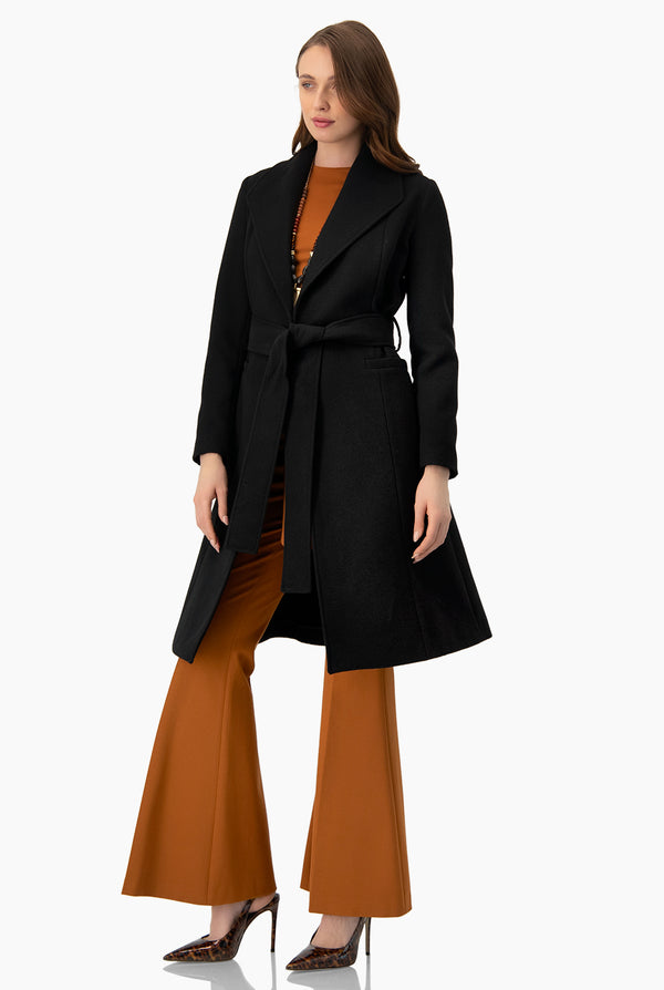 Abrigo largo con cinta