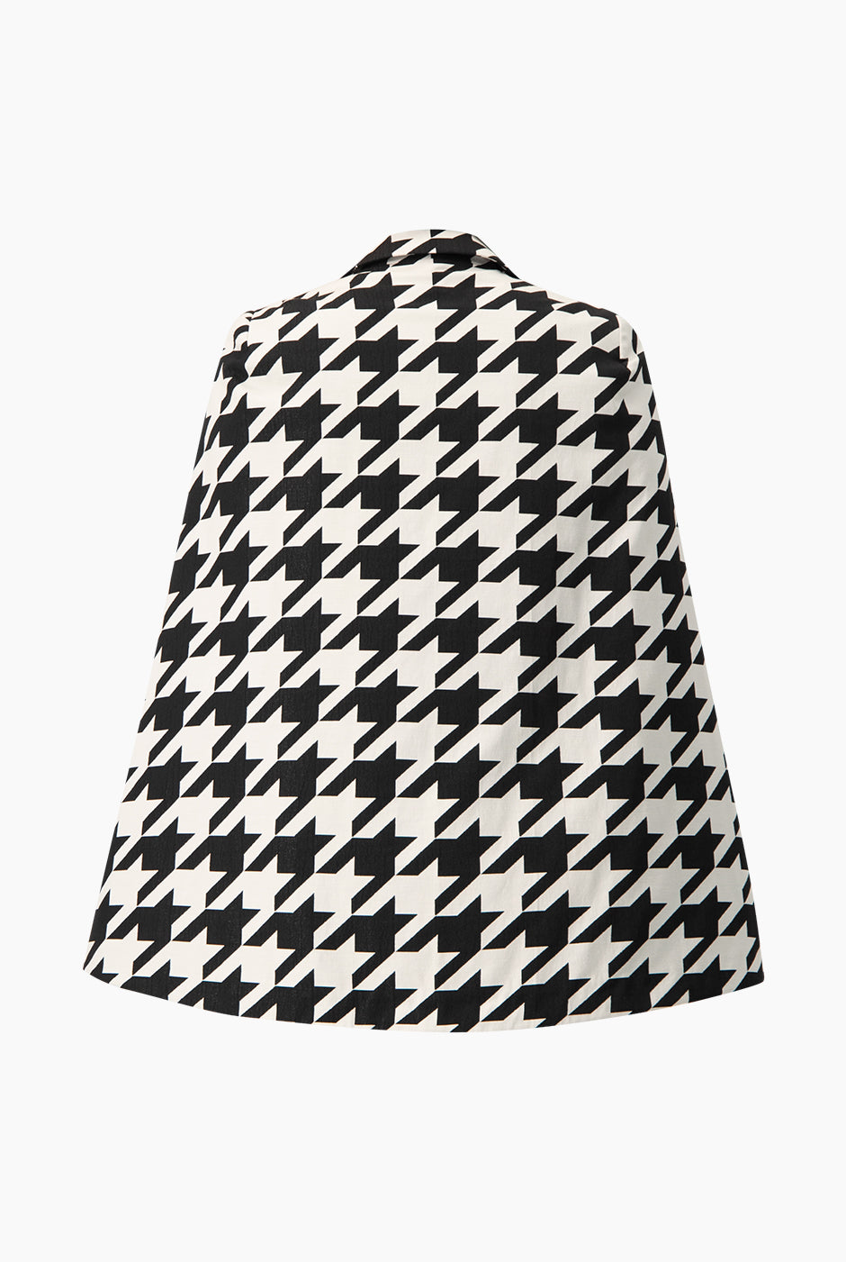 Trench corto negro con estampado de pata de gallo y solapas