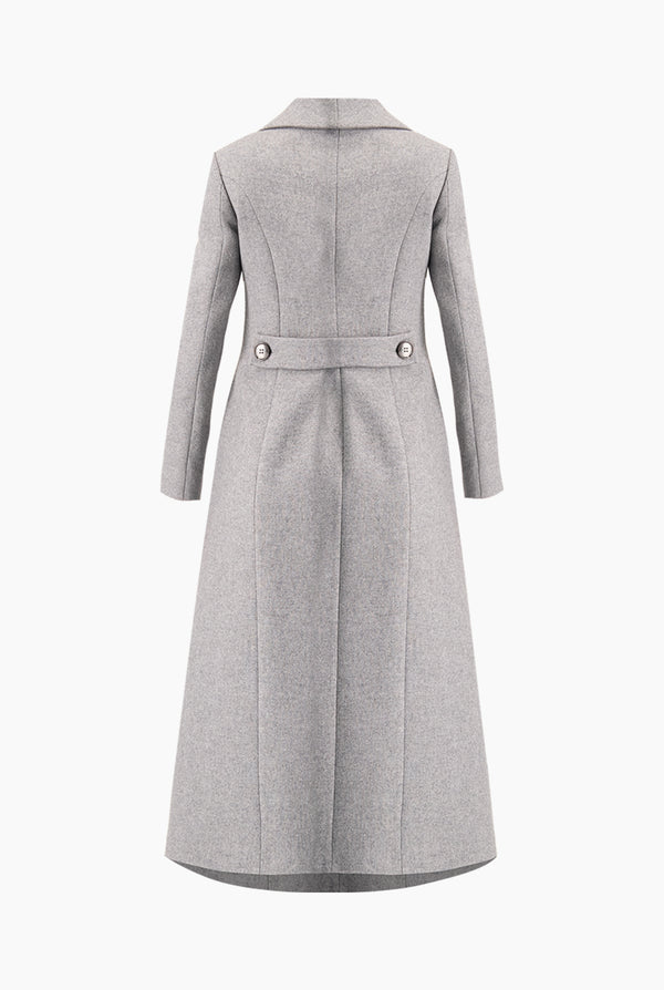 Abrigo largo gris con bolsillos