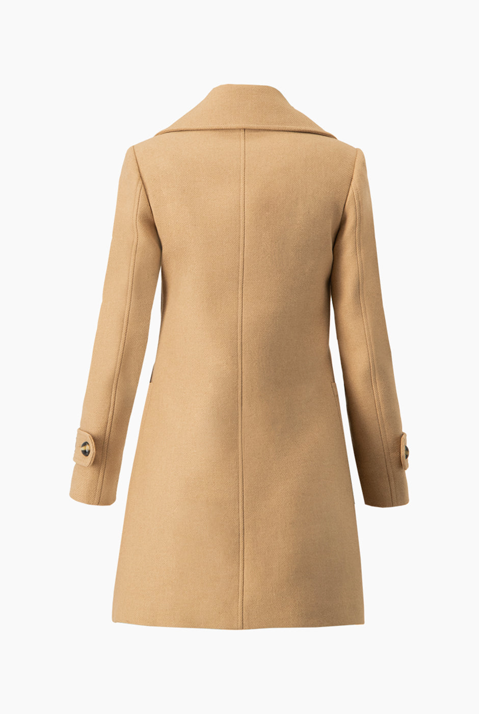 Abrigo liso arena con bolsillos y botones frontales