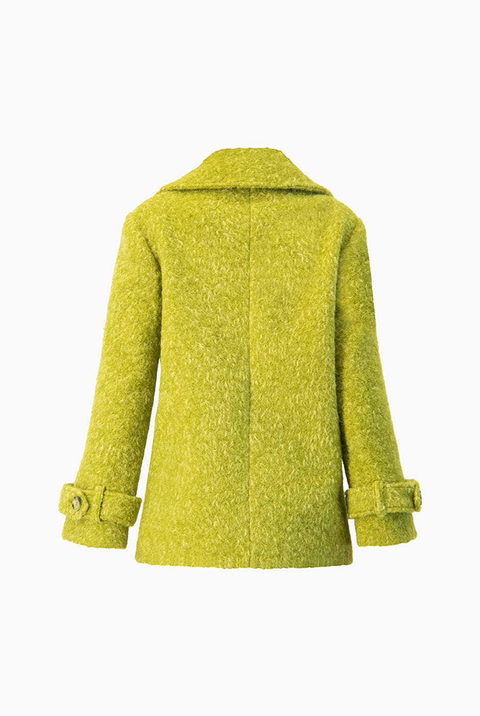 Abrigo verde liso con maxi solapa y botones