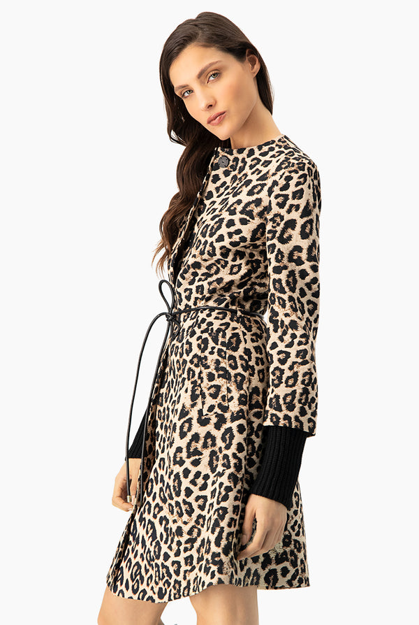 Abrigo largo de animal print