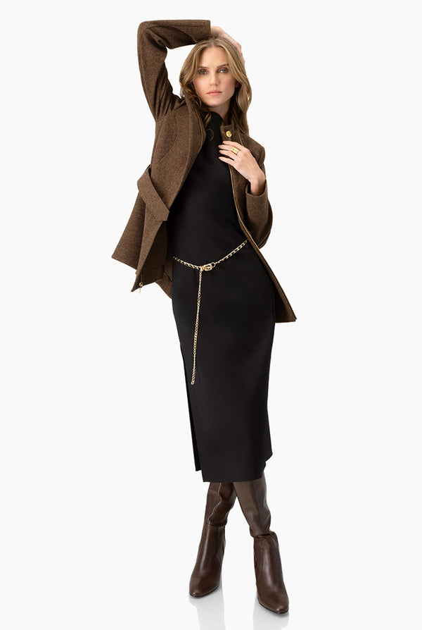 Abrigo cafe con cinturon