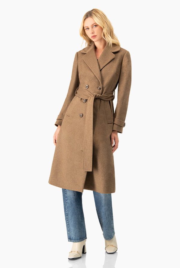Abrigo largo cafe con cinta