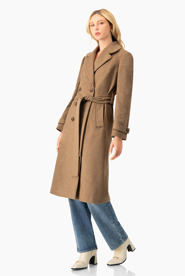Abrigo largo cafe con cinta
