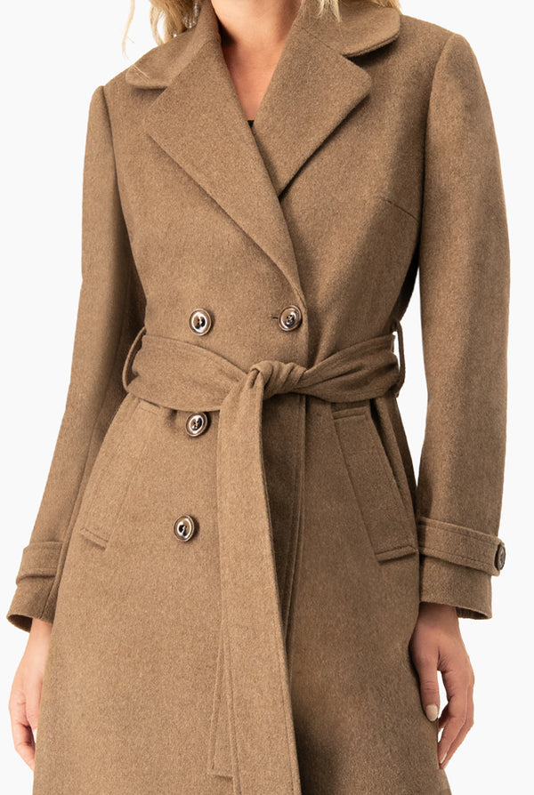 Abrigo largo cafe con cinta