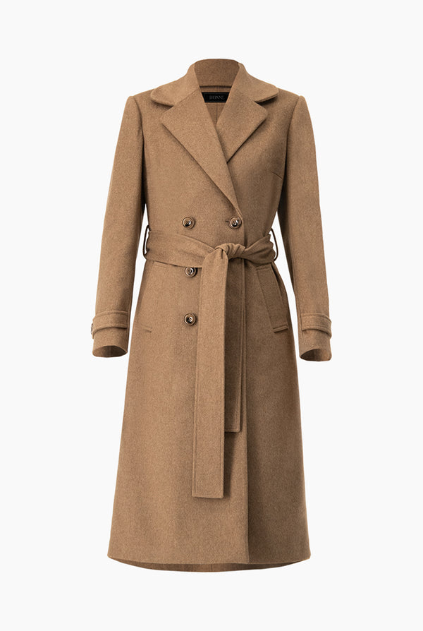 Abrigo largo cafe con cinta