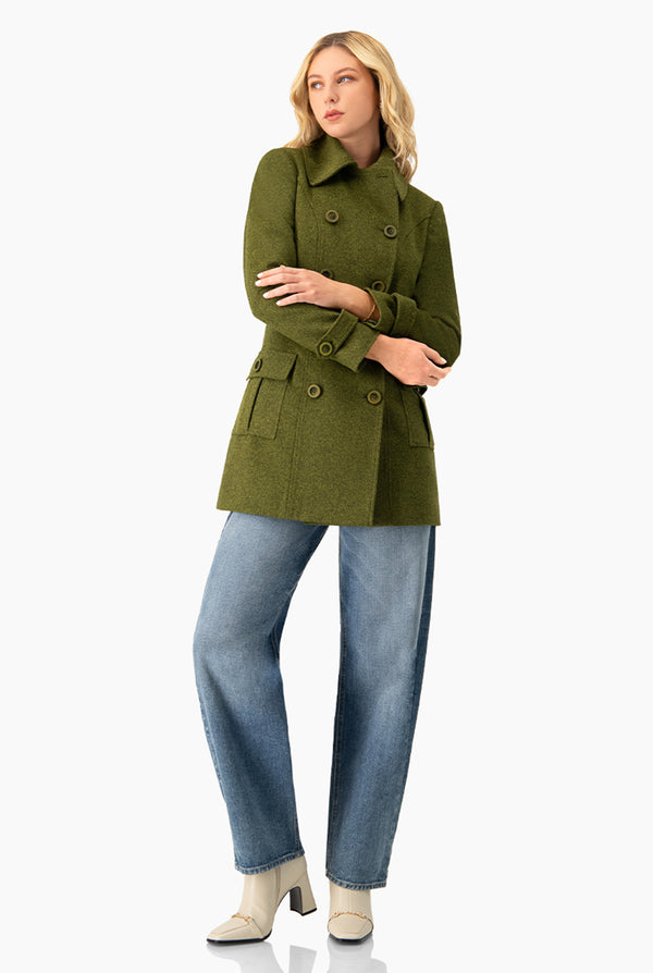 Abrigo cruzado con bolsillos