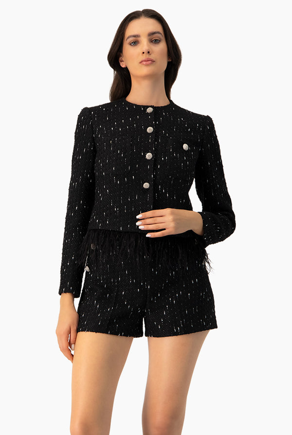 Saco corto tejido en tono negro