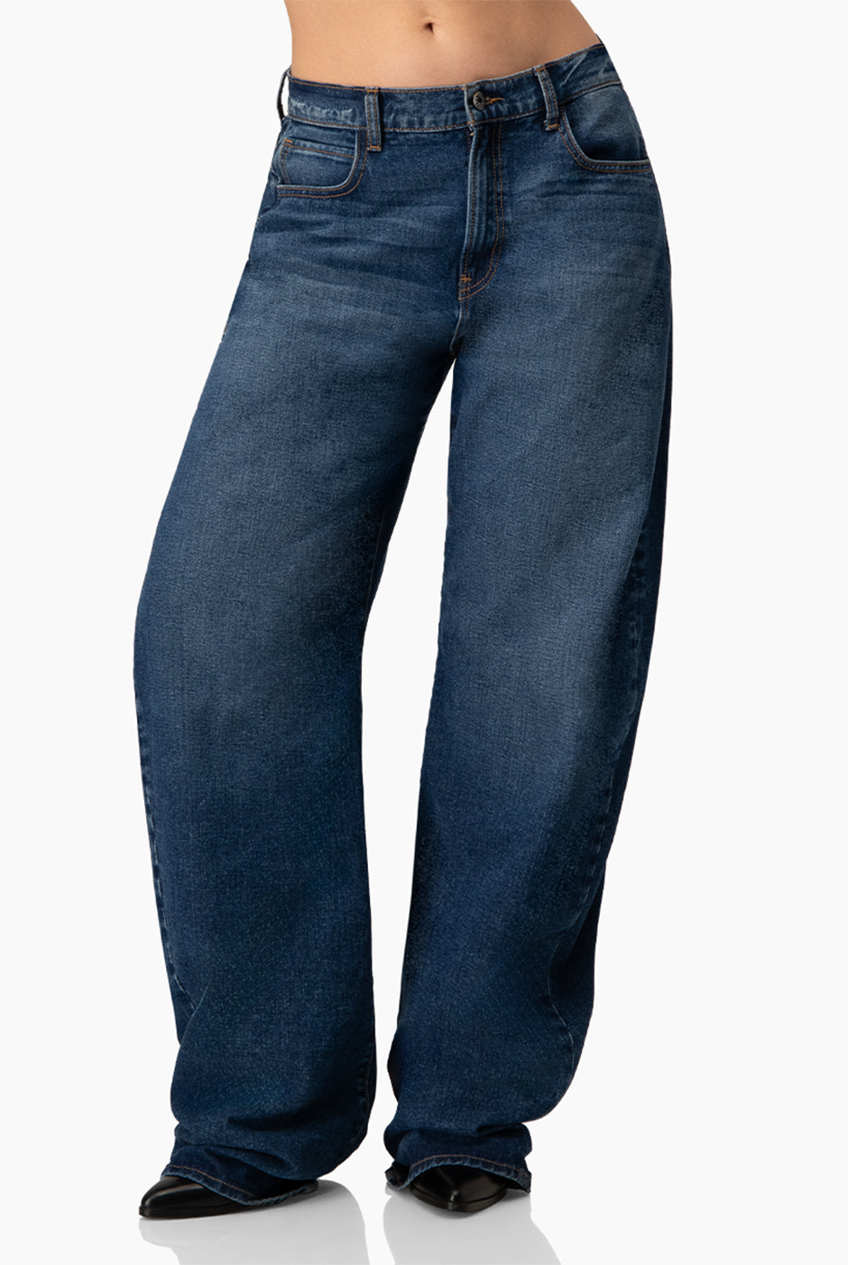 Jeans denim amplio de un boton