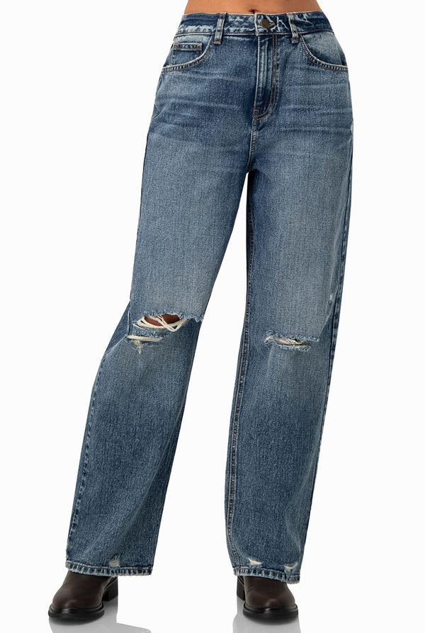 Jeans destroyed de pierna amplia