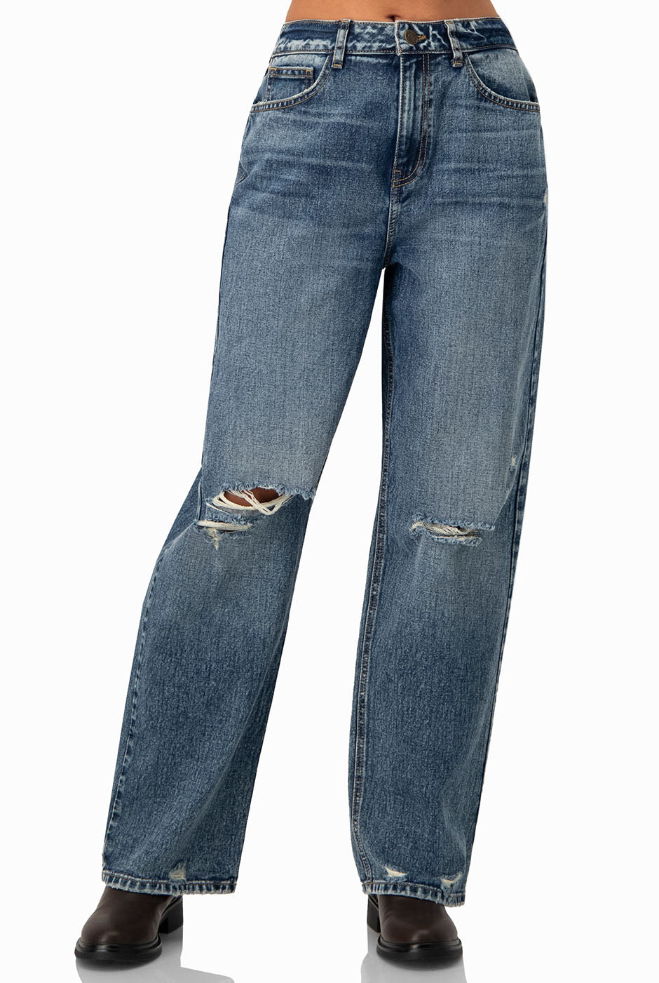 Jeans destroyed de pierna amplia