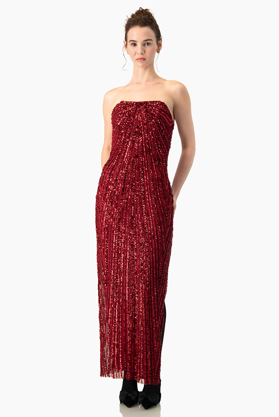 Vestido Couture largo con abertura