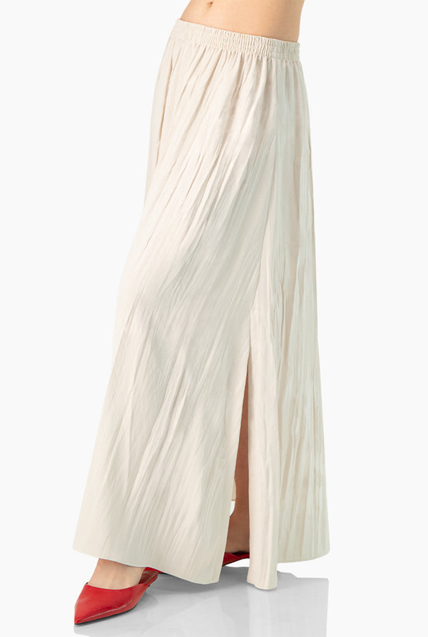 Falda midi lisa con abertura