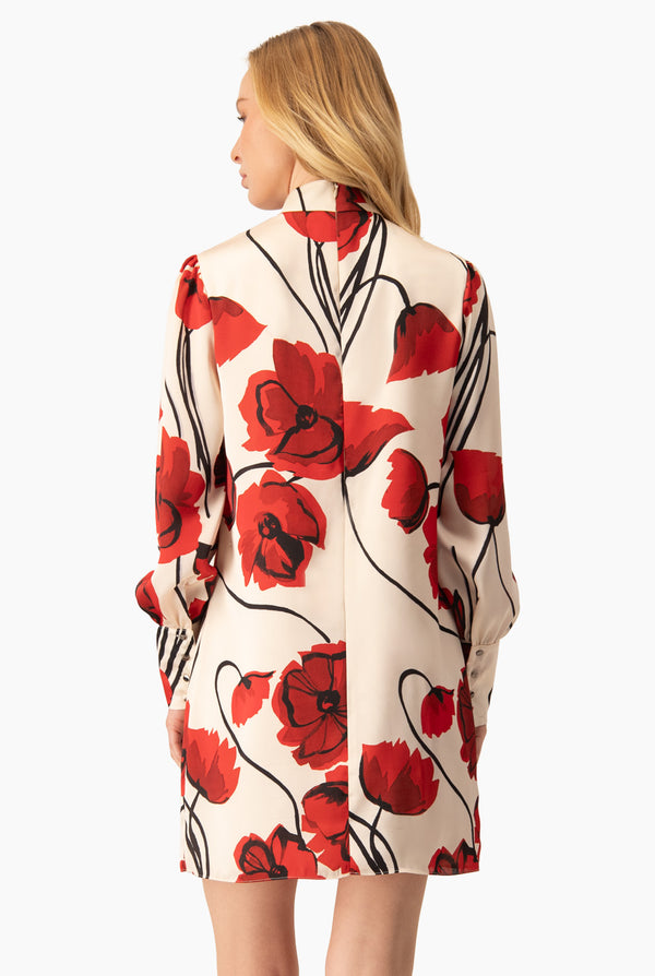 Vestido corto floral de manga larga